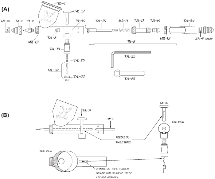 Paasche Talon Set with Three Heads and Fan Cap TG-3AS Paasche