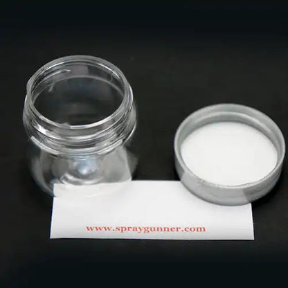 Plastic jar with lid and label 1 oz