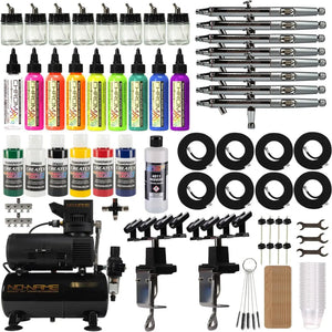 Professional Airbrush Art Kit: 8-Piece Siphon Feed Airbrush Set with Compressor