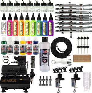 Professional Airbrush Art Kit: 8-Piece Siphon Feed Airbrush Set with Compressor Version 2 - SprayGunner