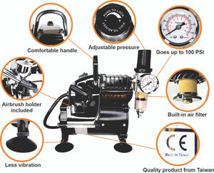 Silent Mini Air Compressor w/ Regulator and hose by NO-NAME Brand