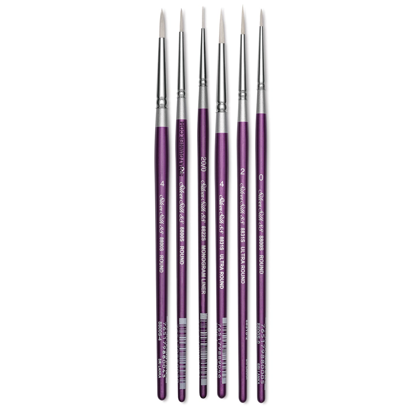 Silver Brush Silver Silk 88 Synthetic Short Handle Brush Set of 6