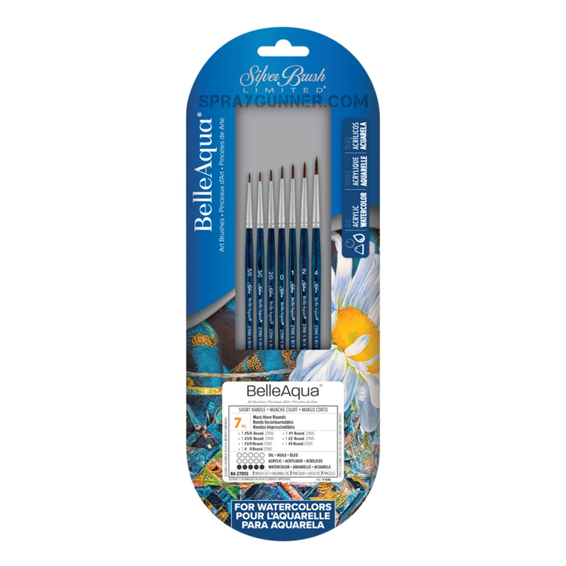Silver Brush Limited BelleAqua Must-Have Rounds 7pc Round Watercolor Brush Set Silver Brush at SprayGunner