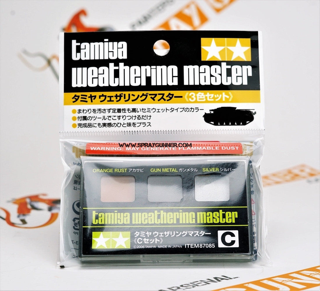 Tamiya Weathering Master: Set C (Orange Rust/Gun Metal/Silver) - SprayGunner