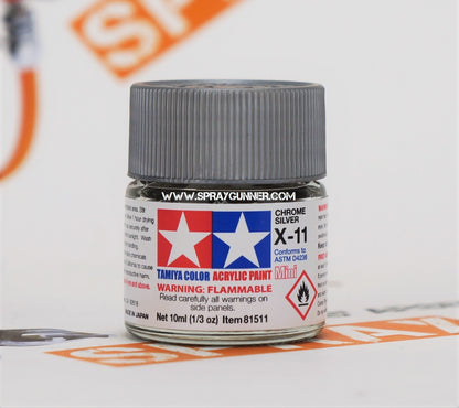 Tamiya Acrylic Model Paints: Chrome Silver (X-11)