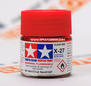 Pinturas acrílicas Tamiya para modelos: rojo transparente (X-27)