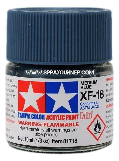 Tamiya Acrylic Model Paints: Medium Blue (XF-18)