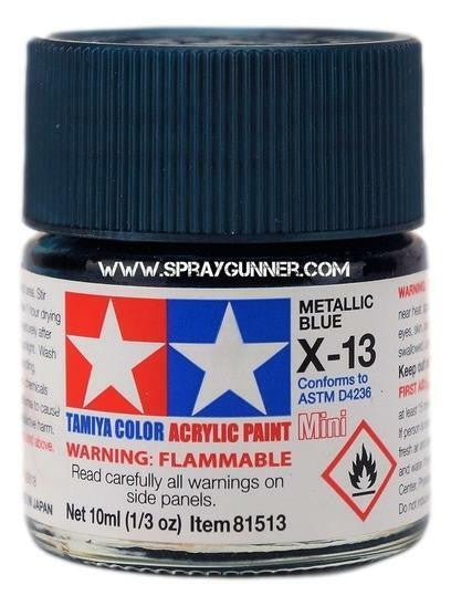 Tamiya Acrylic Model Paints: Metallic Blue (X-13)