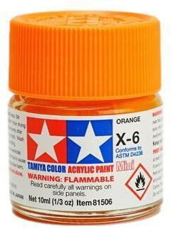 Tamiya Acrylic Model Paints: Orange (X-6)