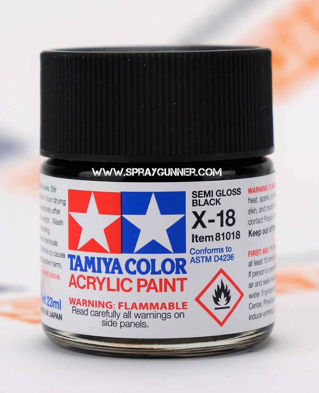 Tamiya Acrylic Model Paints: Semi-Gloss Black (X-18)