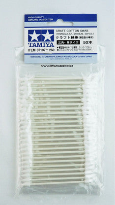 Tamiya Craft Cotton Swab (Triangular, Medium, 50PCS)