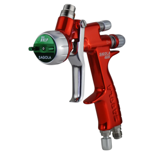 Sagola 4600 HVLP Spray Gun in red finish for precise paint application. Achieve flawless finishes with our HVLP paint sprayer for professional results.
