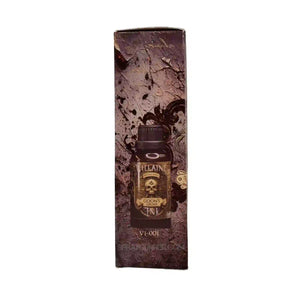 Side view of Villainy Ink Enamel Wash Goon's Grime 30mL bottle, showcasing dark fantasy label for model and figure painting enthusiasts.