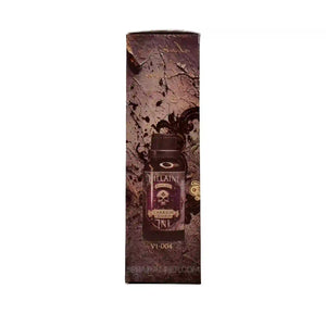 Side view of Villainy Ink Carrion Crimson enamel wash box showing 30mL bottle image, perfect for model paint and hobby detailing.