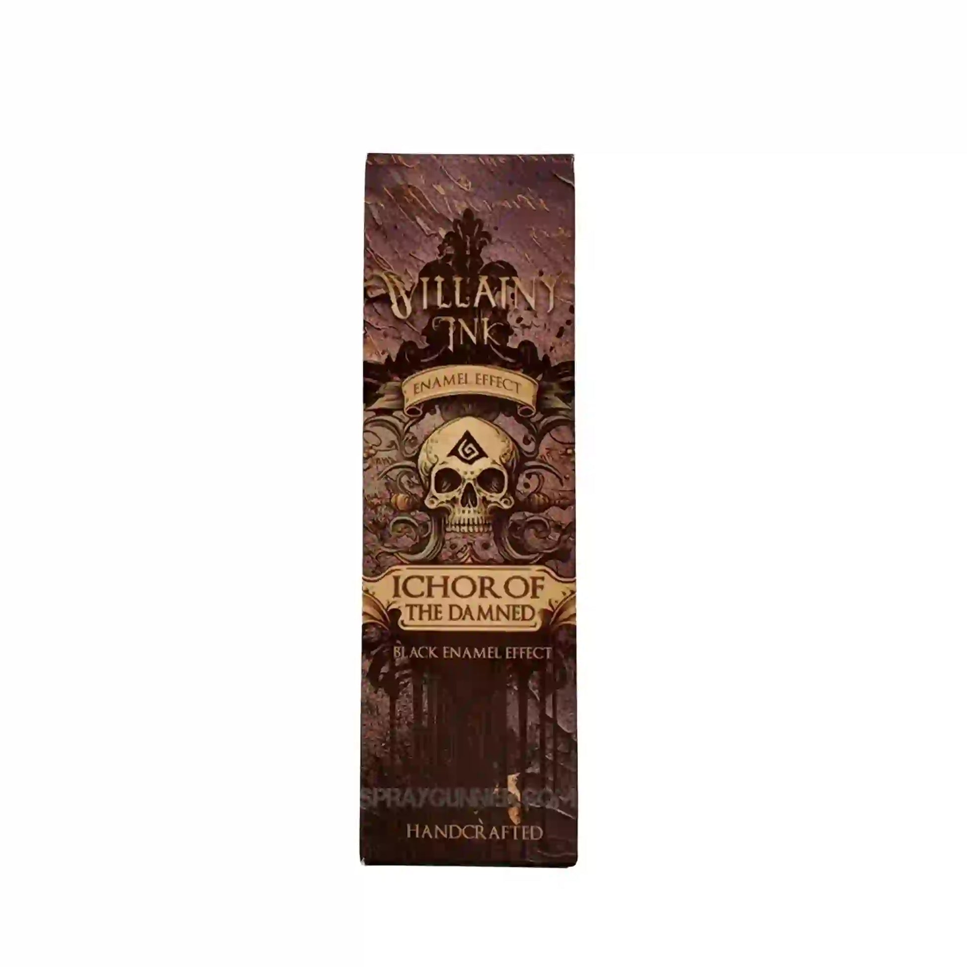 Villainy Ink Enamel Wash: Ichor of the Damned (30mL) front packaging with gothic skull design for grimdark miniature painting.