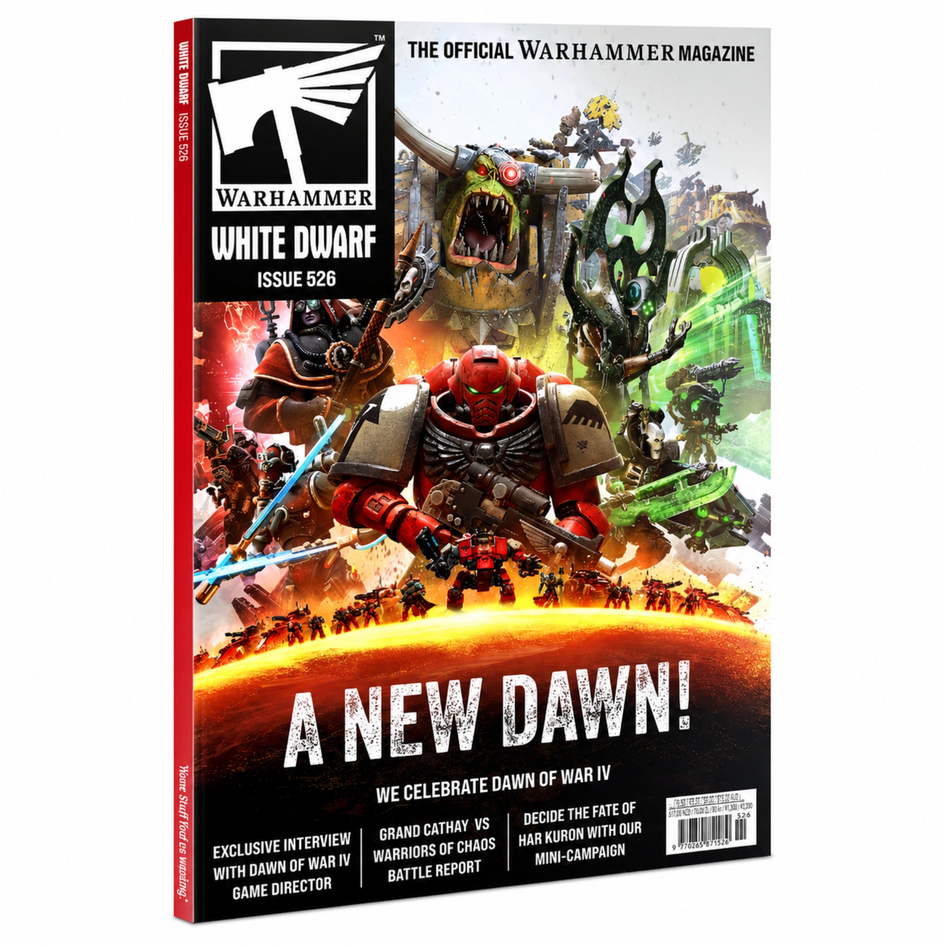 Warhammer White Dwarf Issue 526 July 2026 magazine cover featuring Dawn of War IV