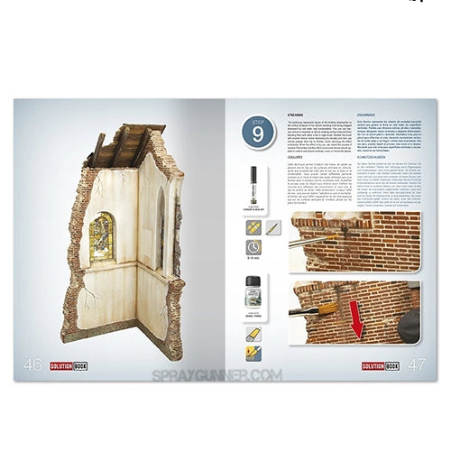 AMMO by MIG Publications - How to Paint Brick Buildings. Colors & Weathering System Solution Book (Multilingual) AMMO by Mig Jimenez