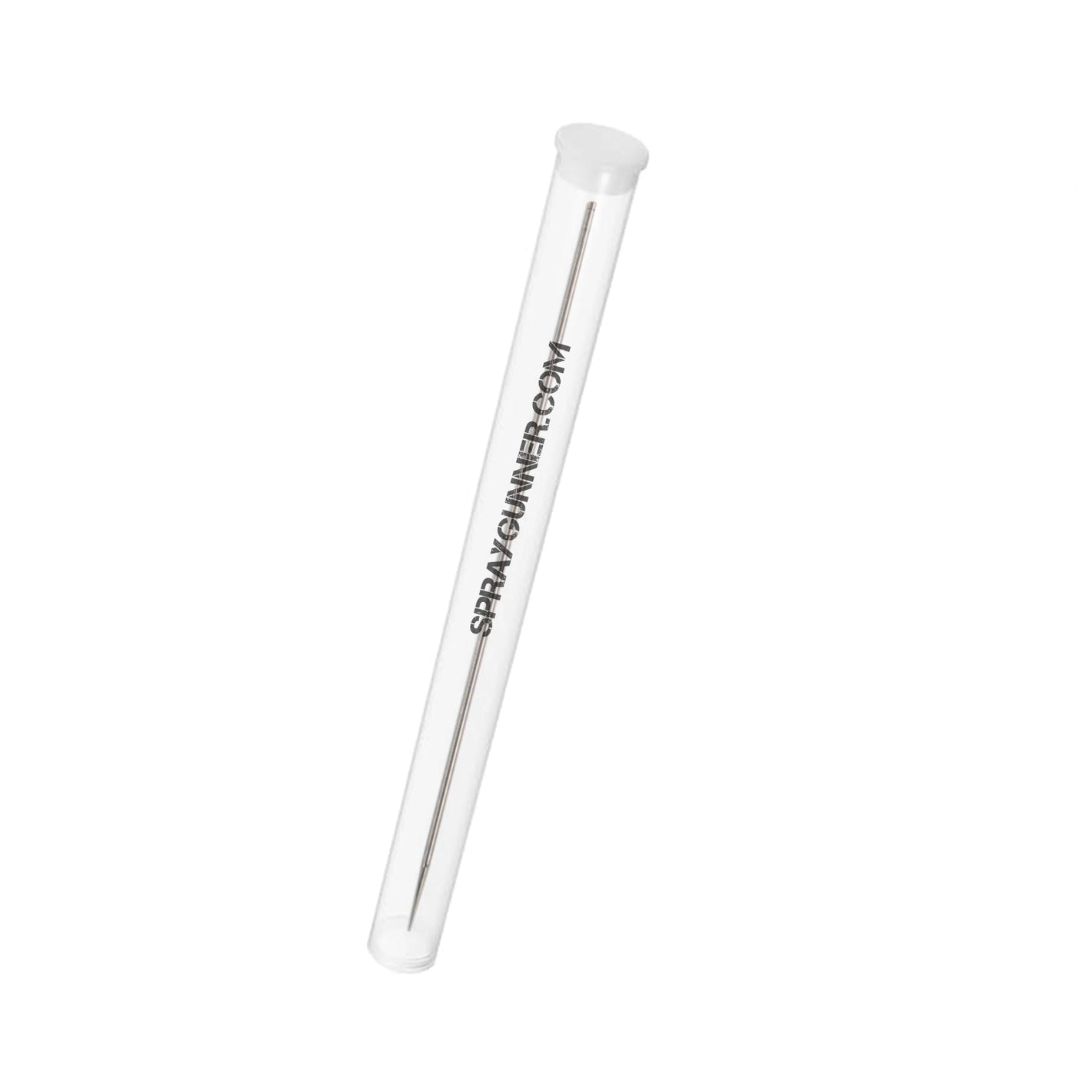 Clear tube with label  for needle storage - SprayGunner