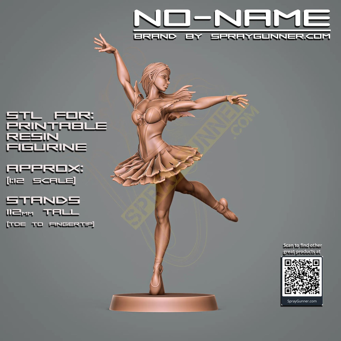 STL 3D Print Vampire Ballerina: 112mm Figure | 1/12 Scale