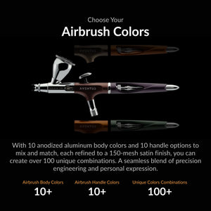 Gaahleri Aventus Tailor Made Edition airbrush color customization options showing multiple body and handle combinations with over 100 possible configurations.