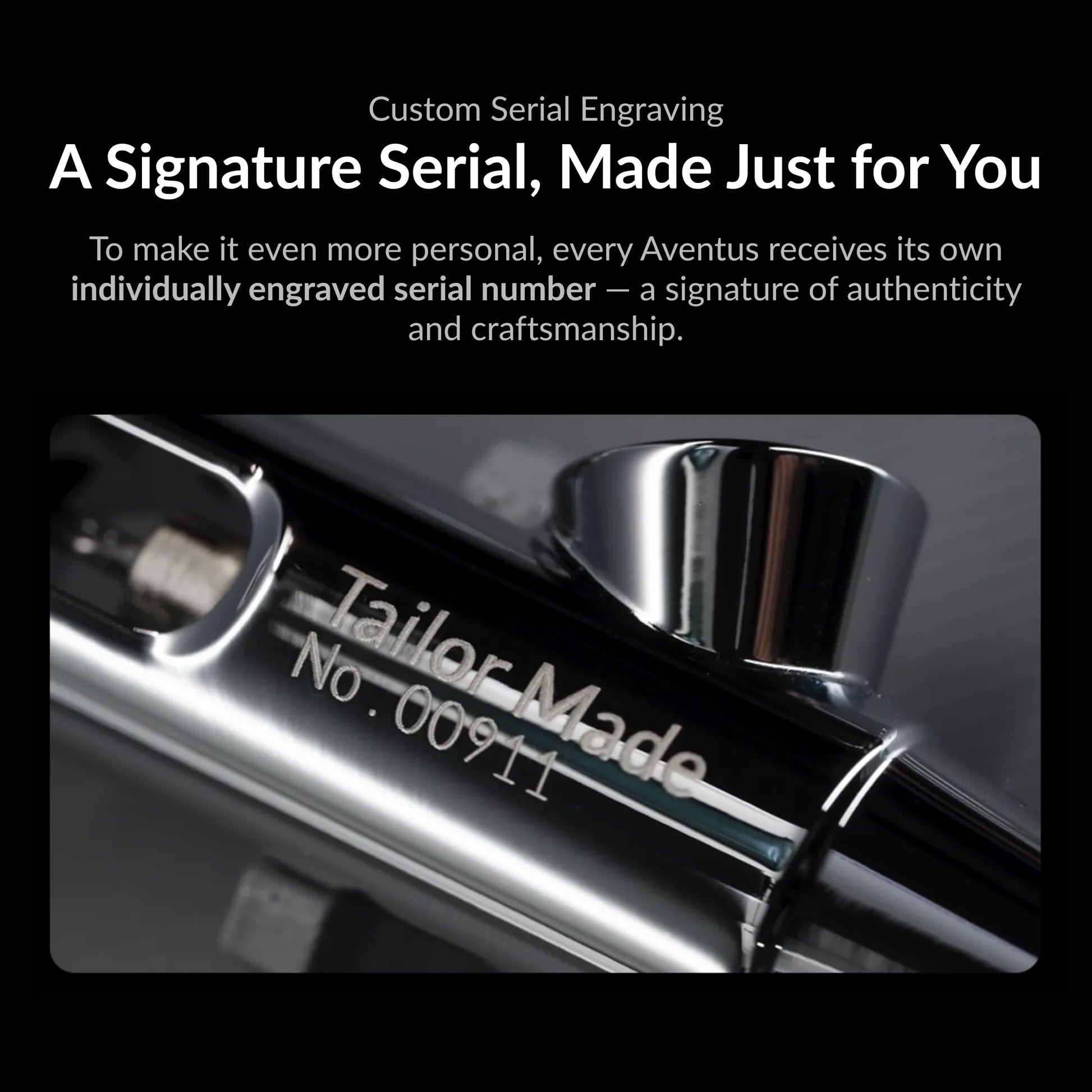 Gaahleri Aventus Tailor Made Edition airbrush with custom engraved serial number showcasing personalized authenticity and craftsmanship.