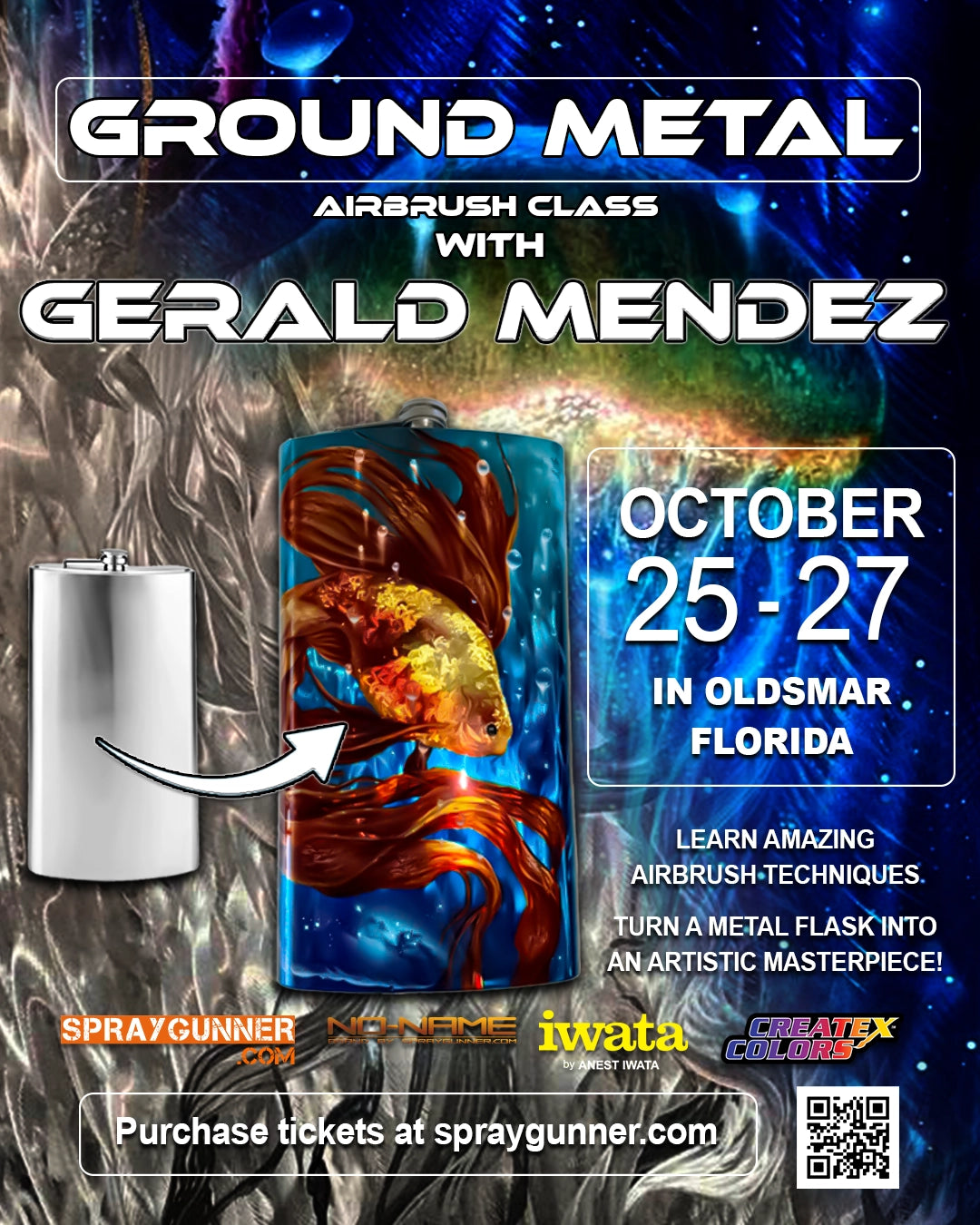 Airbrush workshop with Gerald Mendez - "Ground Metal Flask"