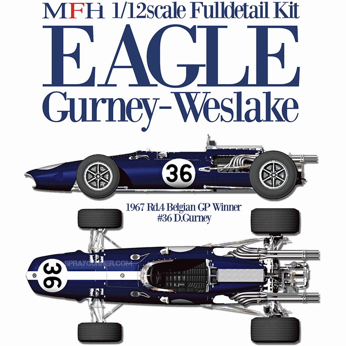 MODEL FACTORY HIRO: 1/12scale Fulldetail Kit : EAGLE Gurney-Weslake - SprayGunner