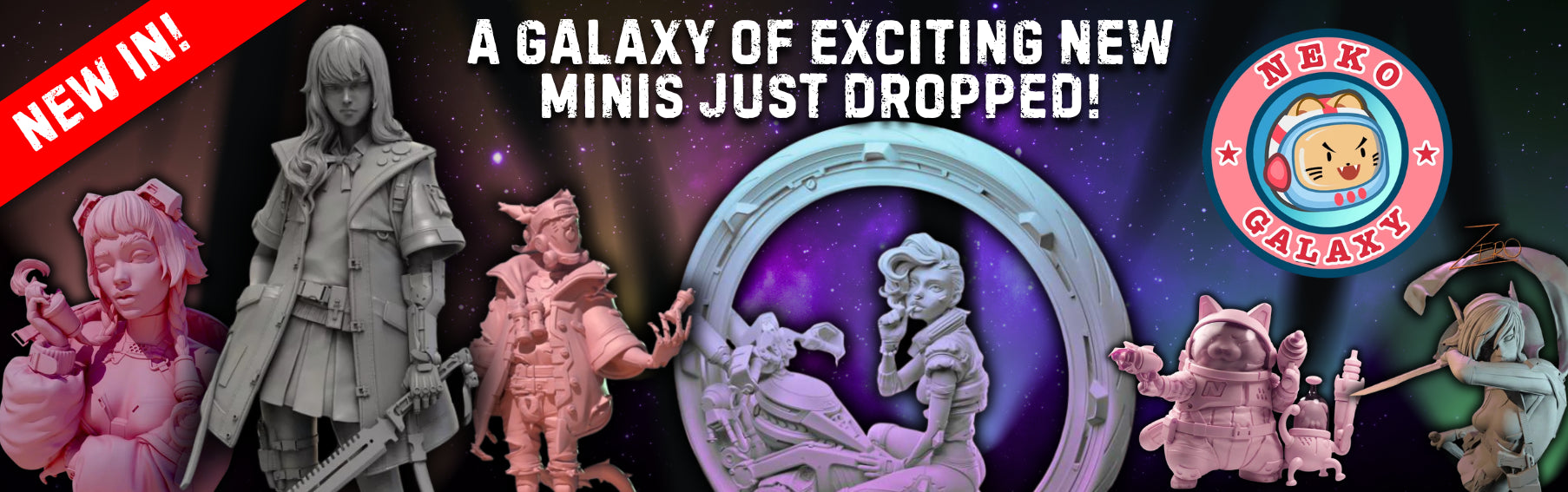 Neko Galaxy Miniatures collection banner - Sci-Fi and Fantasy resin figures