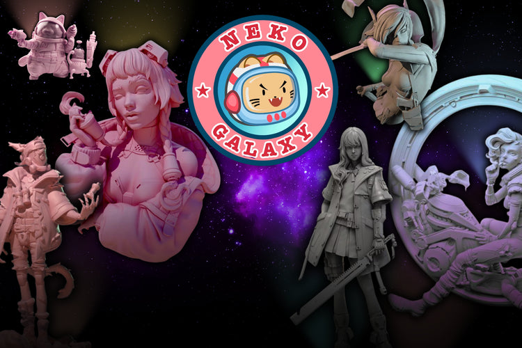 Neko Galaxy Miniatures collection banner - Sci-Fi and Fantasy resin figures