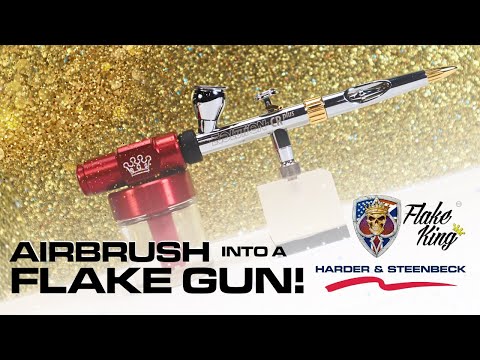 Applying dry metal flake using the Flake King 500 attachment on a Harder and Steenbeck Evolution 2024 airbrush for custom automotive paint.