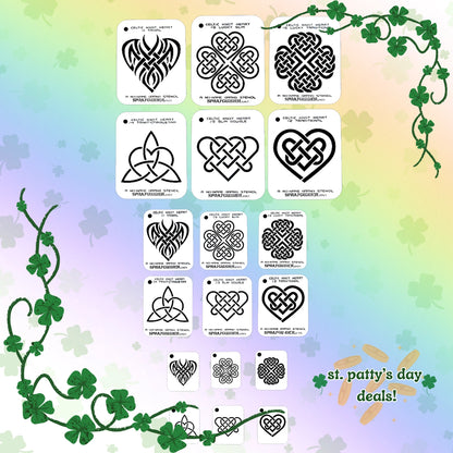 NO-NAME Brand Celtic Heart Stencils Full Set (All Sizes)