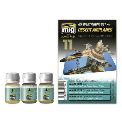 AMMO by MIG Aircraft Panel Line Wash Sets Desert Airplanes Set AMMO by Mig Jimenez