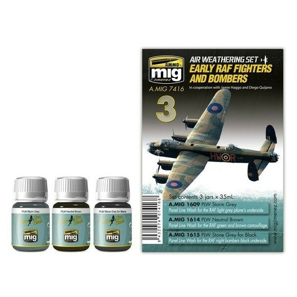 AMMO by MIG Aircraft Panel Line Wash Sets RAF Fighters and Bombers AMIG7416 AMMO by MIG