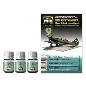 AMMO by MIG Aircraft Panel Line Wash Sets WWII Soviet Airplanes Green and Black Camouflages AMIG7422 AMMO by MIG