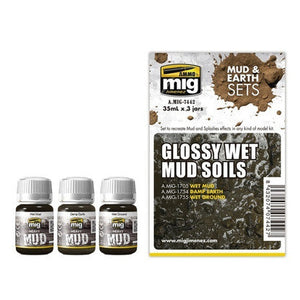 AMMO by MIG Enamel Earth & Mud Sets Glossy Wet Mud Soils AMMO by Mig Jimenez