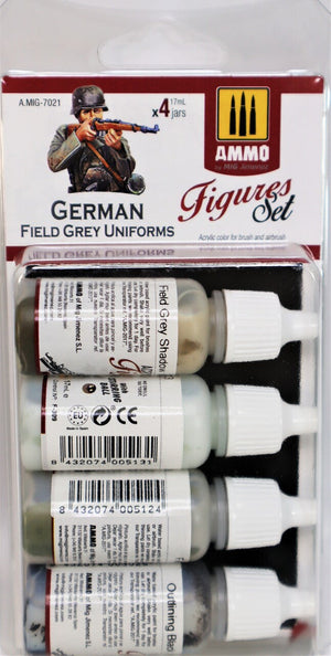 AMMO by MIG Acrylic Sets - GERMAN FIELD GREY UNIFORMS SET  AMIG7021 AMMO by Mig Jimenez