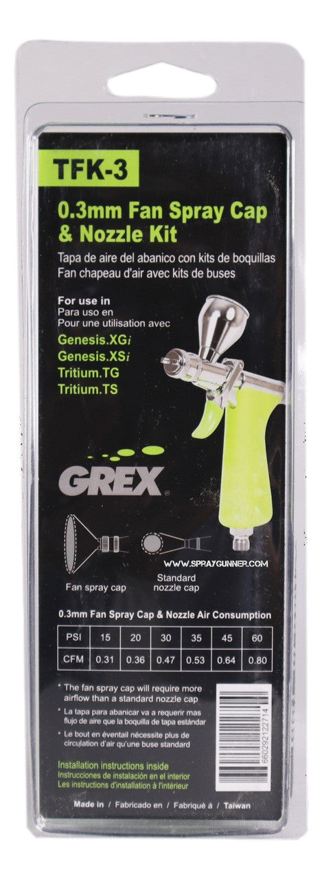 Grex 0.3mm Fan Spray Cap and Nozzle Kit TFK-3 Grex Airbrush