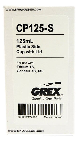 Grex CP125-S Plastic Side-feed Cup with Lid CP125-S Grex Airbrush