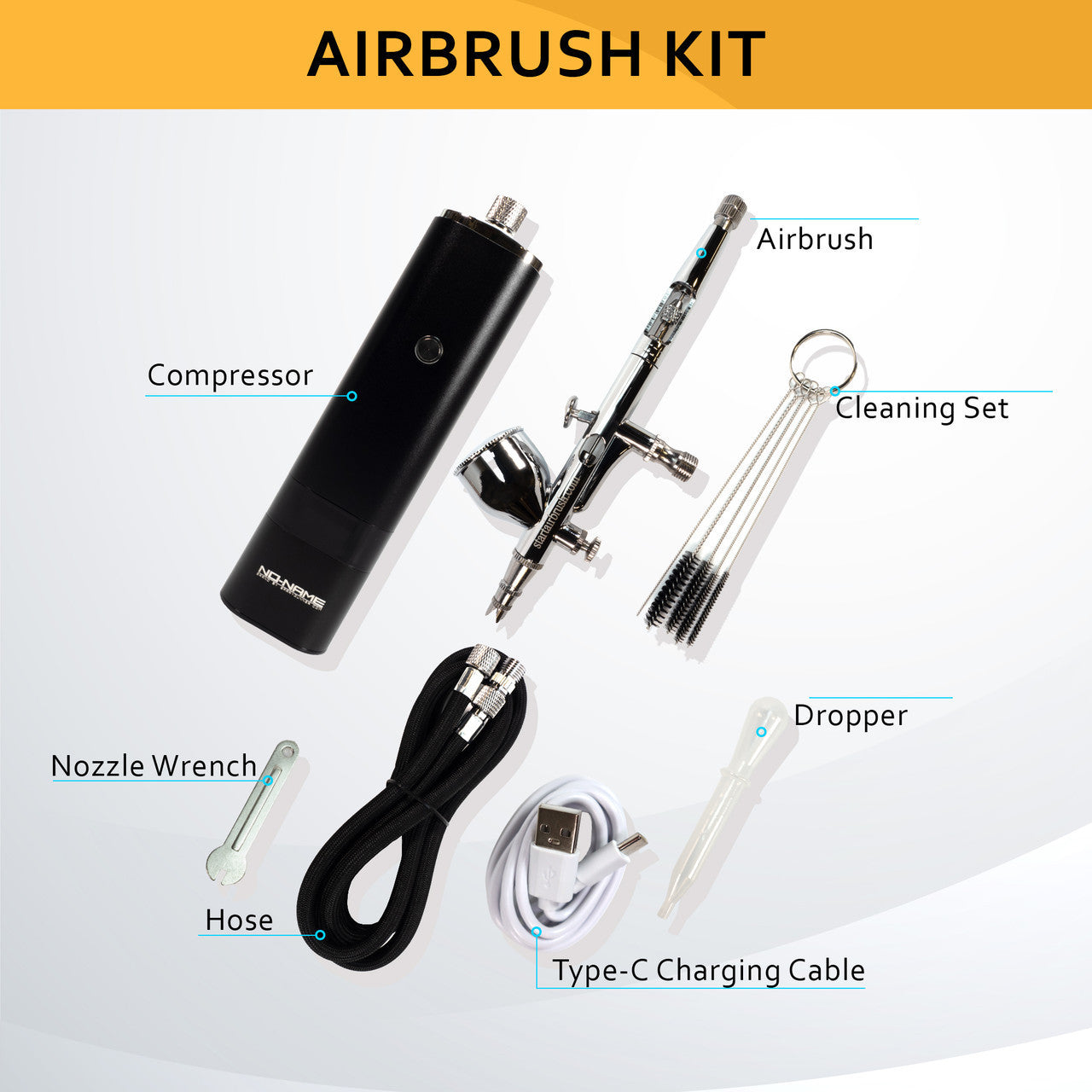 Cordless Airbrush Kit with Compressor, Rechargeable Battery & Acrylic Airbrush Paints by NO-NAME Brand  NN-CA20-180-NNP NO-NAME brand
