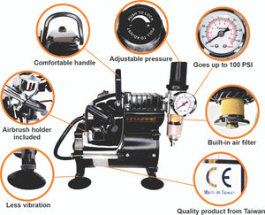 Silent Mini Air Compressor w/ Regulator and hose by NO-NAME Brand SG-268F2R NO-NAME brand